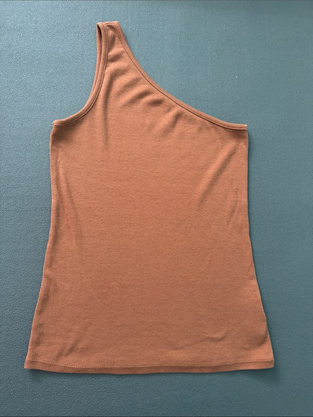 One-Shoulder Ribbed Tank Top in Brown